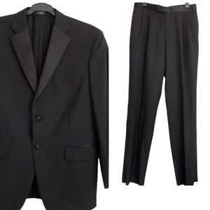 JONES NEW YORK Black Wool Tuxedo Suit Sz 34